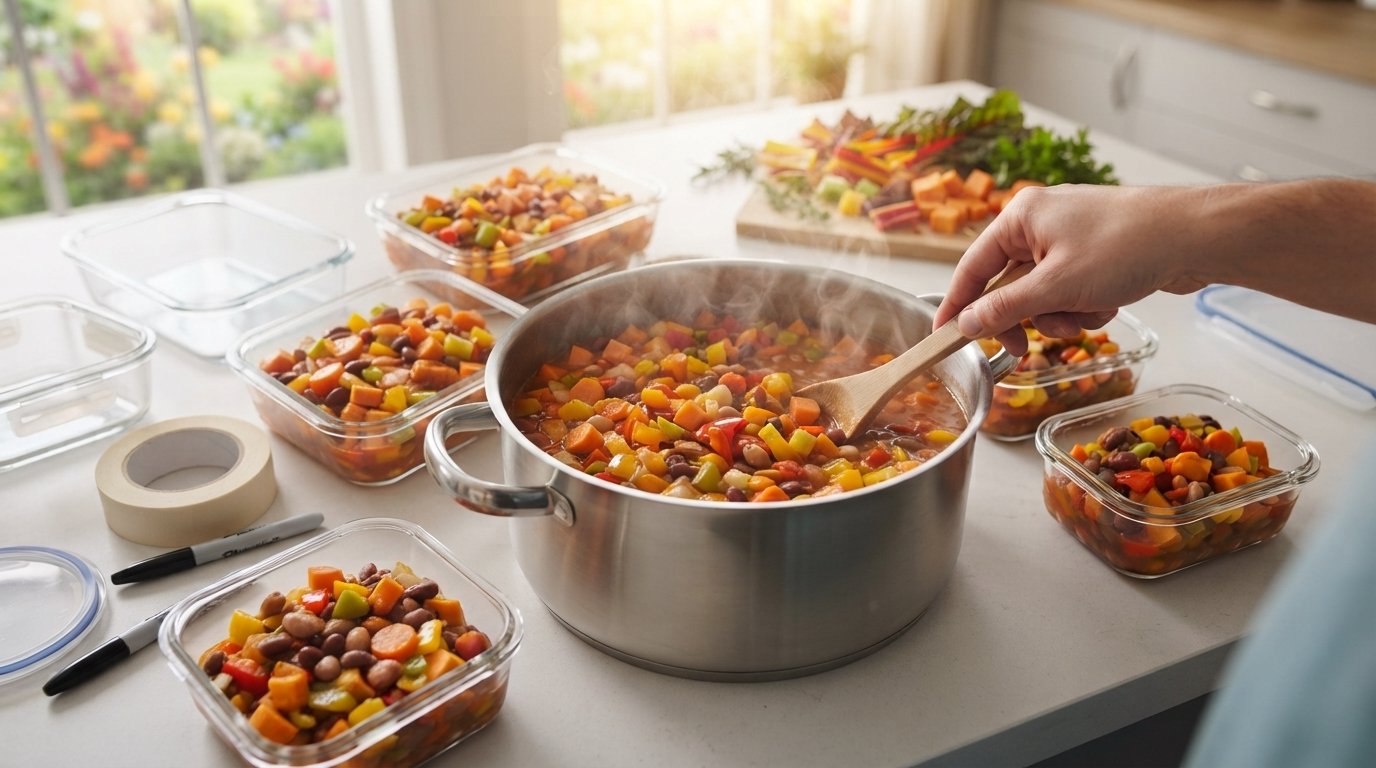 Feijão Enriquecido com Legumes: Como Preparar, Congelar e Etiquetar para Facilitar a Semana Toda