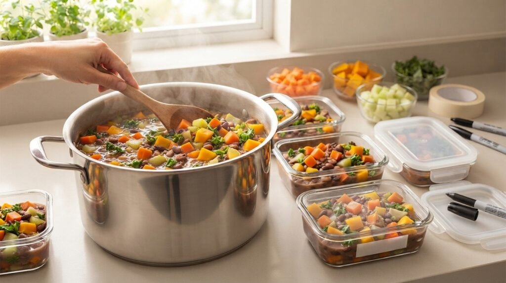 Feijão Enriquecido com Legumes: Congelamento no feijão enriquecido com legumes.