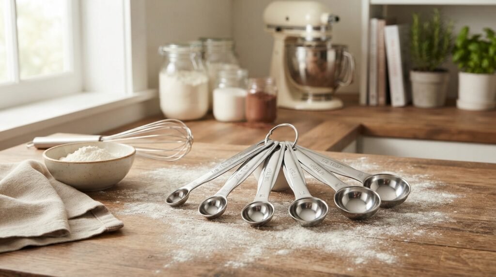 Utensílios de Cozinha Essenciais: Colheres Medidoras.