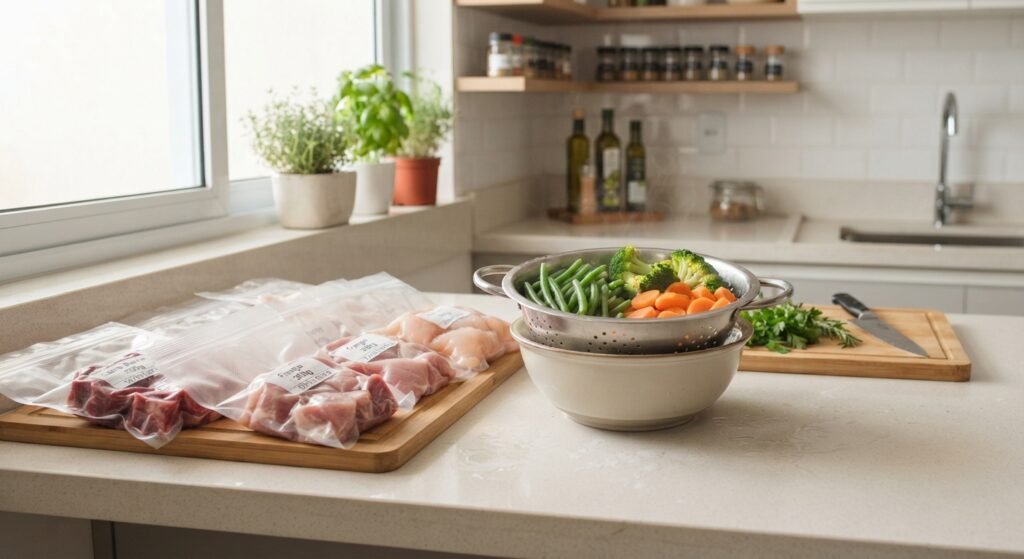 Alimentos embalados.